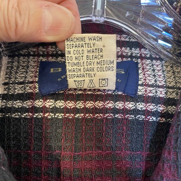 Vintage CZ Basics Plaid Shirt Men L Waffle Knit Button Up Grunge Work Made Nepal - Picture 7 of 7